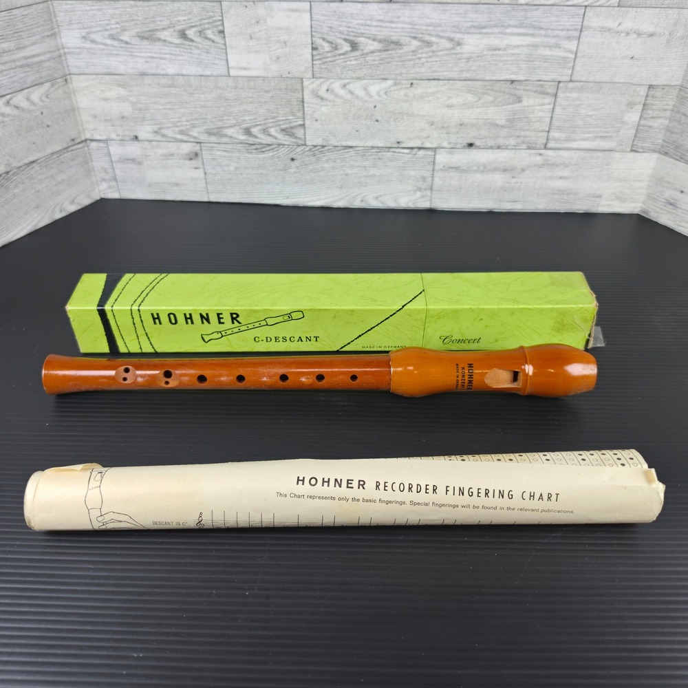 Vintage Hohner Konzert Wood Recorder Made in Germany with Box and Chart